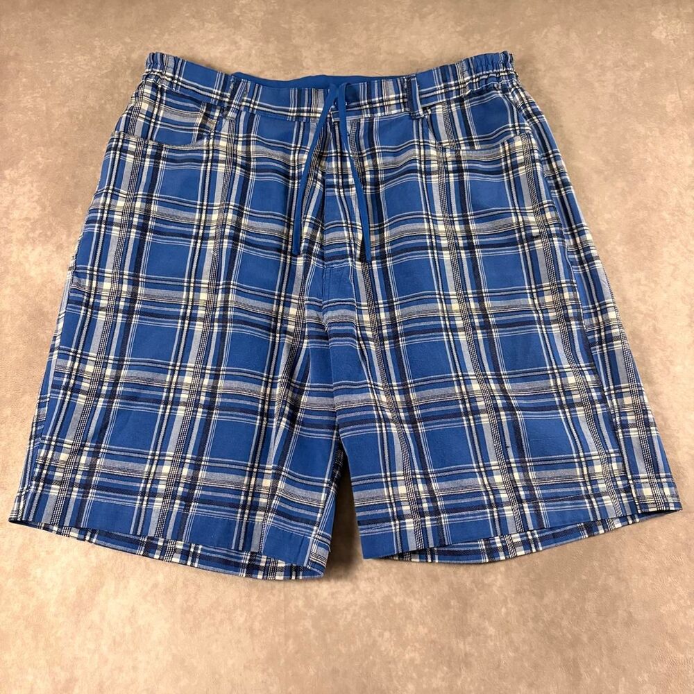 vintage five ar baggy plaid blue shorts